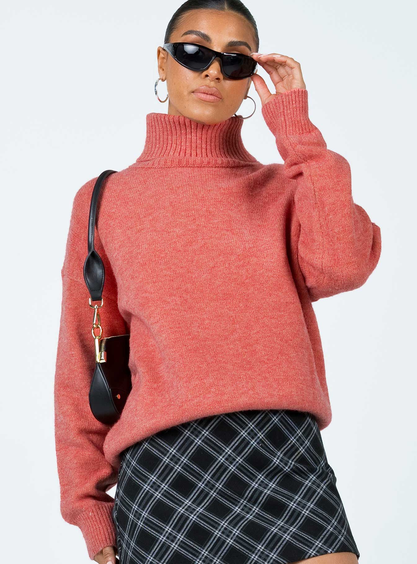 Oswin Turtleneck Sweater Orange Princess Polly  Cropped 