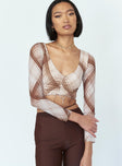 Lucille Long Sleeve Top Brown Check