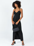 front view of model wearing Princess Polly Casa Maxi Dress Black Scoop Neck 