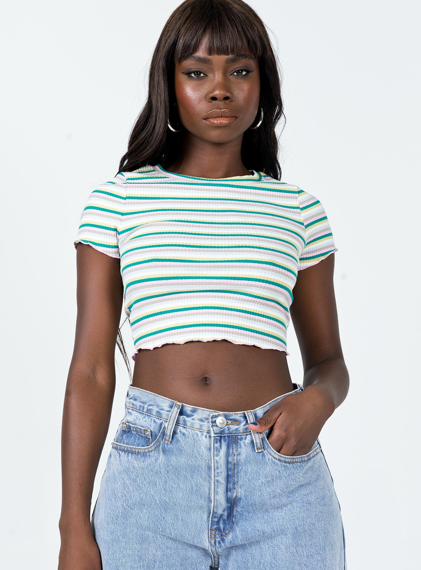 Jayson Cropped Tee Stripe Multi