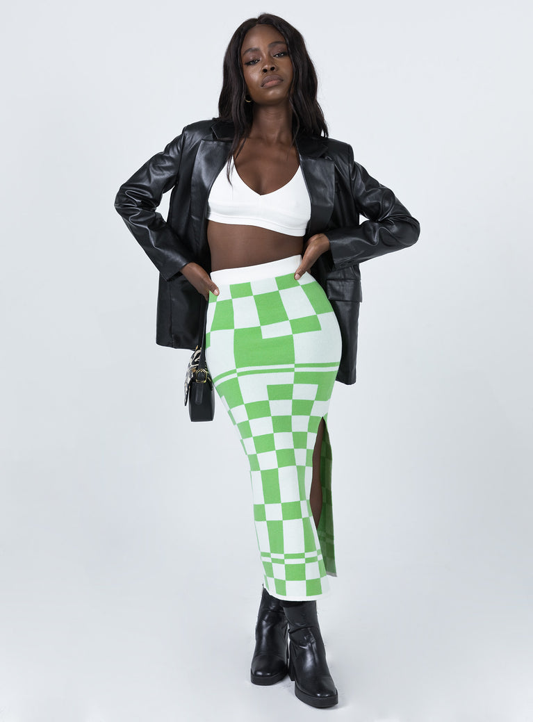 Whitemore Checkboard Midi Skirt Green