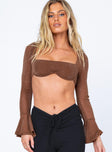 product Princess Polly Full Sleeves Sweetheart  Devin Long Sleeve Top Brown