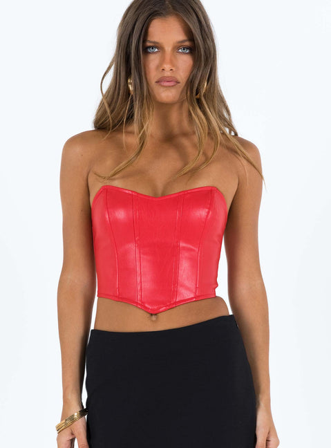 Jessica PU Bustier Red | Princess Polly Jessica PU Bustier Red | Princess Polly