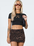   front view of model wearing Princess Polly Lidya Ultra Micro Mini Skirt Leopard 