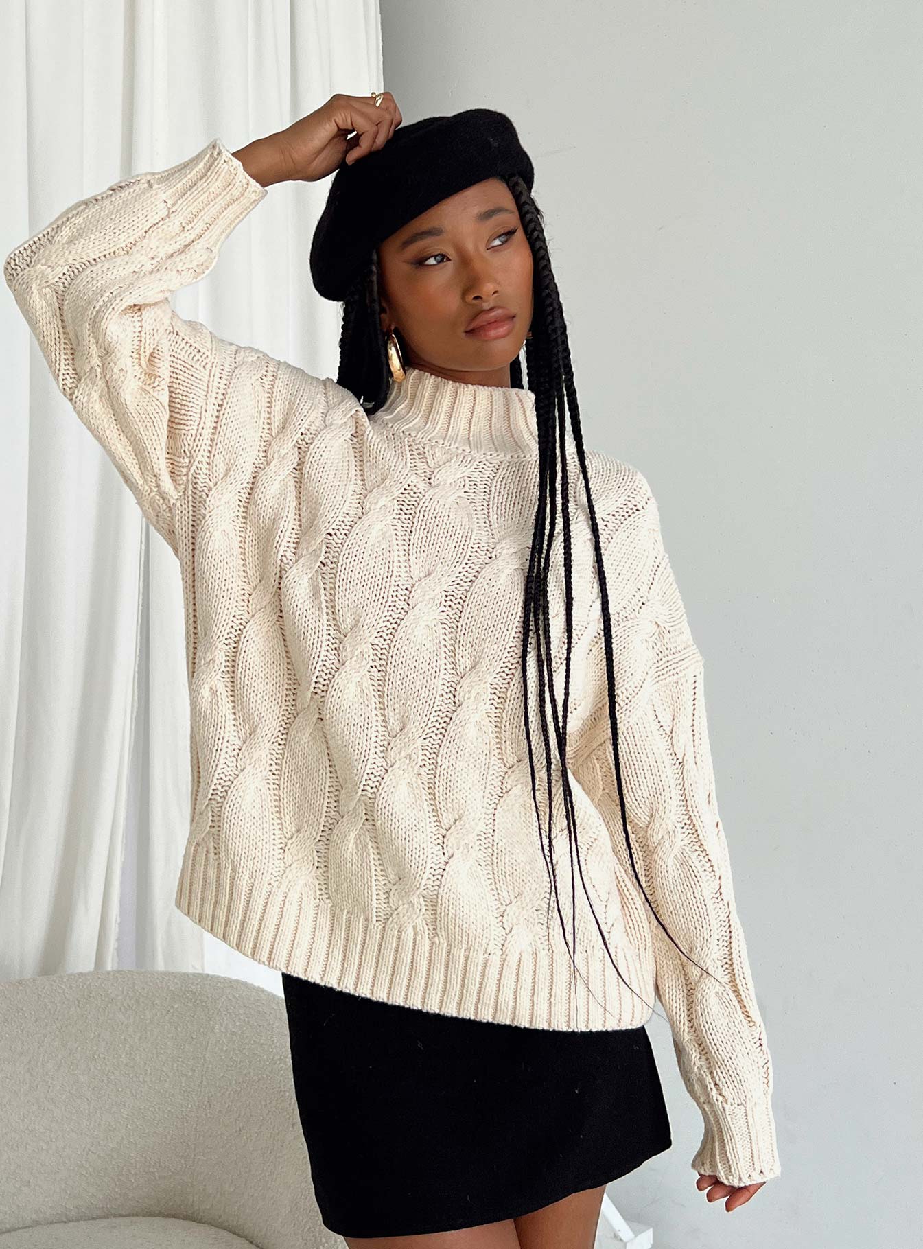 Jendi Sweater Cream Princess Polly  long 