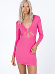 front view of model wearing Princess Polly Georgie Mini Dress Pink 