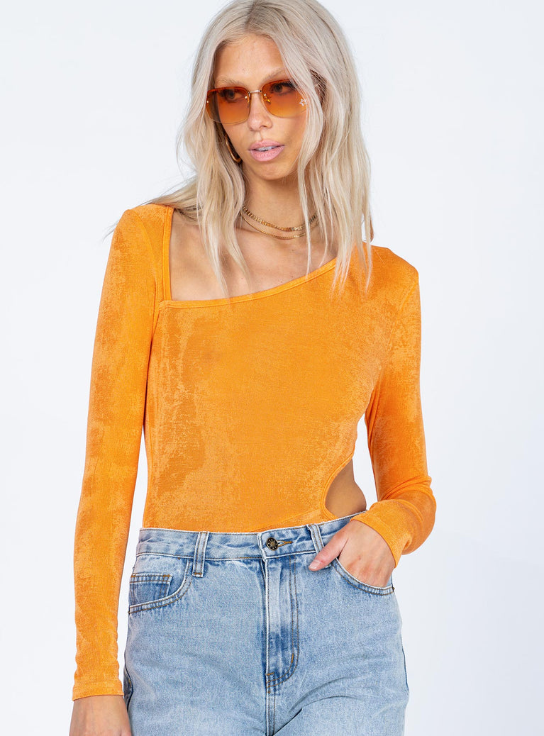 Maira Long Sleeve Bodysuit Orange