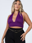 front view of model wearing Princess Polly Jordy Top Purple 