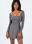 product Princess Polly High Neck  Braidwood Long Sleeve Mini Dress Grey