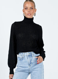 Mckilah Turtleneck Knit Jumper Black Princess Polly  Cropped 