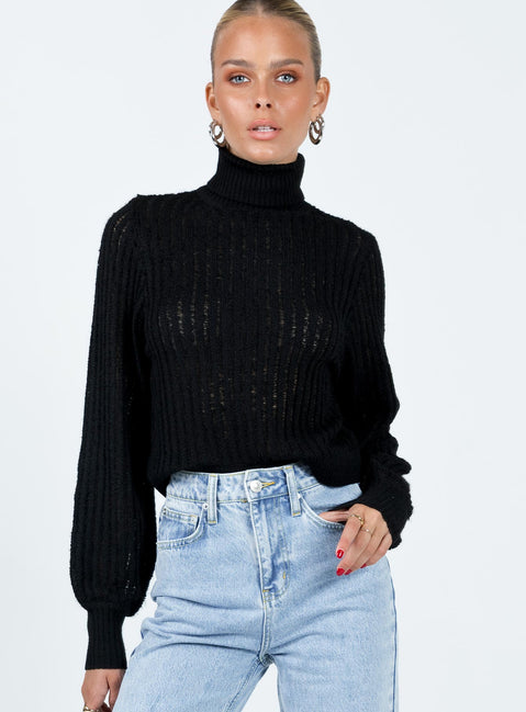 Mckilah Turtleneck Knit Jumper Black Princess Polly  Cropped 