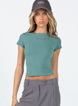 Top Slim fitting  Princess Polly Exclusive 50% cotton 45% polyester 5% elastane Cap sleeves