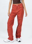 Princess Polly Mid Rise  Copeland Jeans Red