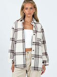 Jacket Soft woven material Plaid print Classic collar Front button fastening Front pocket on left Single button at cuff Non-stretch 