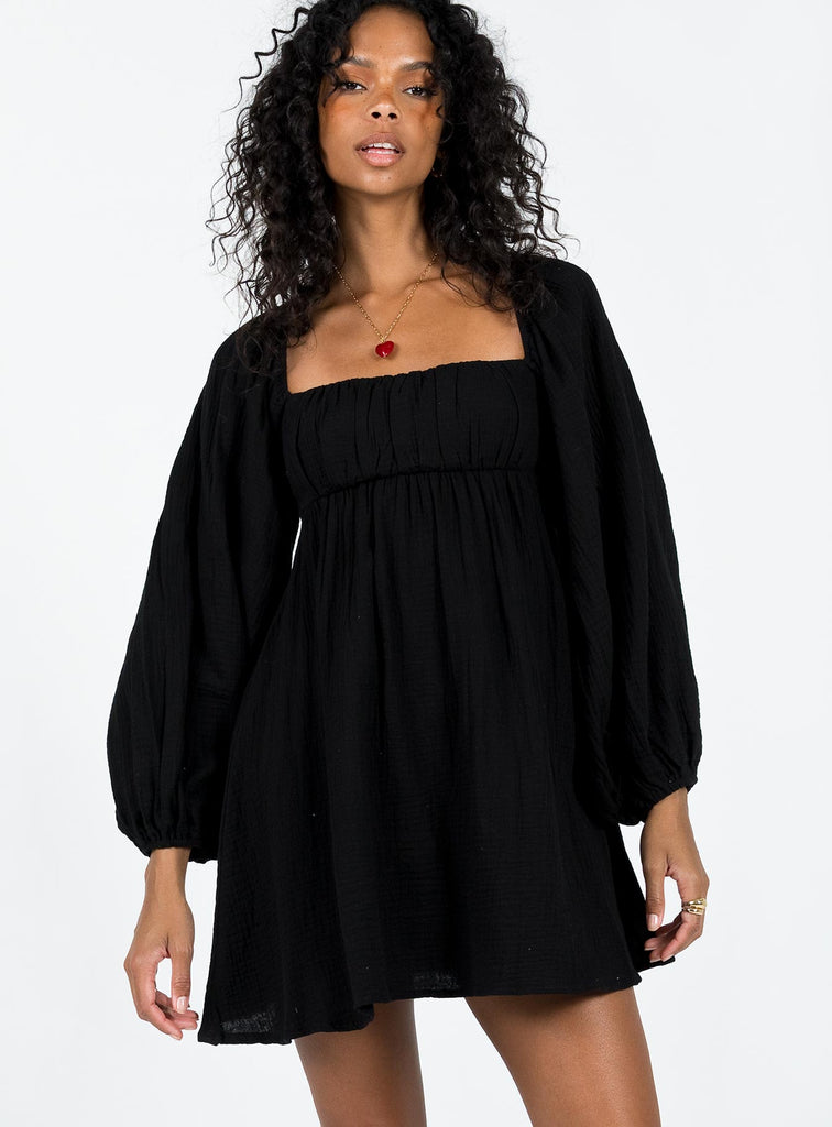 Let's Dance Mini Long Sleeve Dress Black