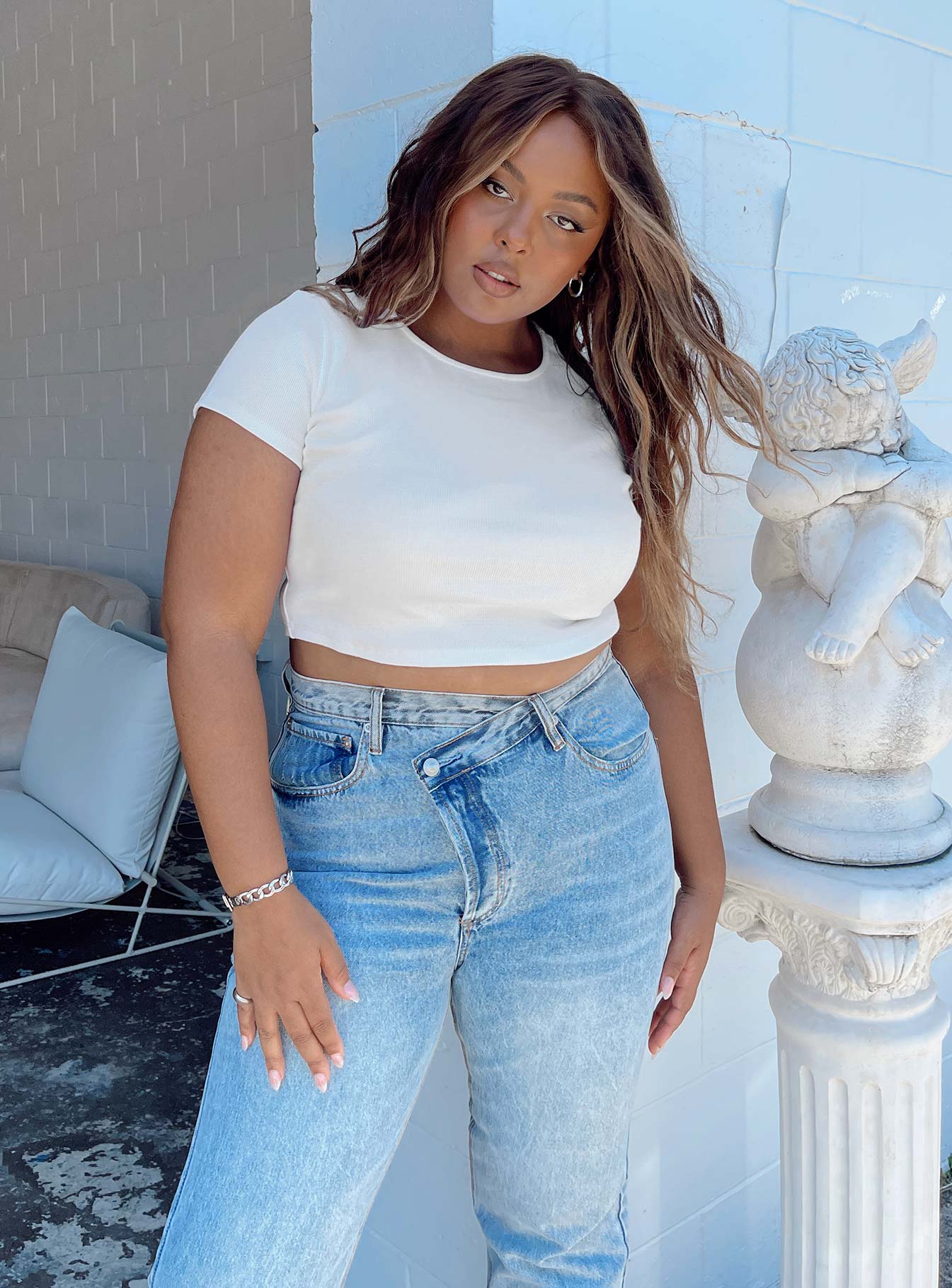 product Princess Polly Sleeveless High Neck  Classic Crop Tee White Curve