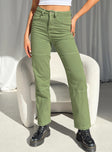 Front view of model wearing  front Princess Polly High Waisted  Copeland Jeans Khaki