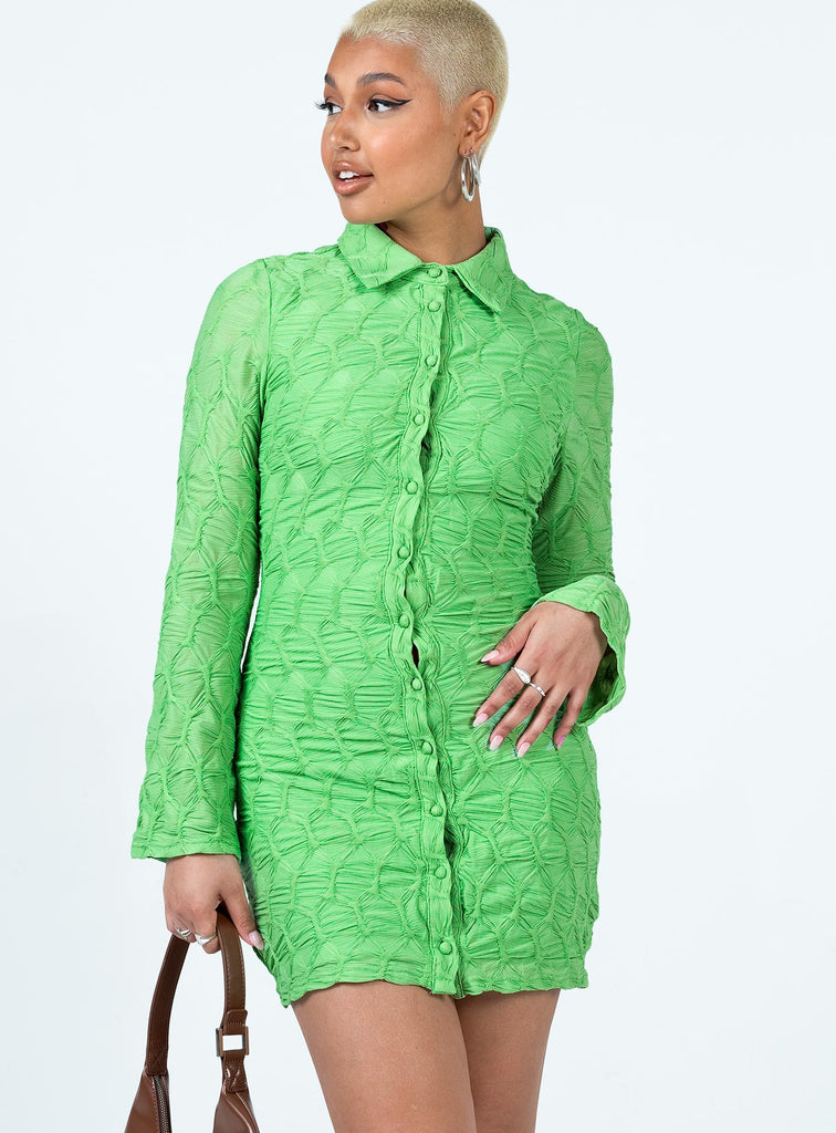 Calvert Long Sleeve Mini Dress Green