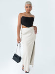   front view of model wearing Princess Polly The Lonely Maxi Skirt Cream Maxi 