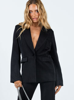 Blazer Glittery material Lapen collar Twin front pockets Button detail at cuff
