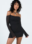 product Princess Polly Asymmetric Neckline  Tisha Off The Shoulder Mini Dress Black