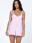 Romper Stripe print Elasticated straps Low back 