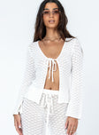 product Princess Polly Full Sleeves Scoop Neck  Wild & Free Crochet Top White