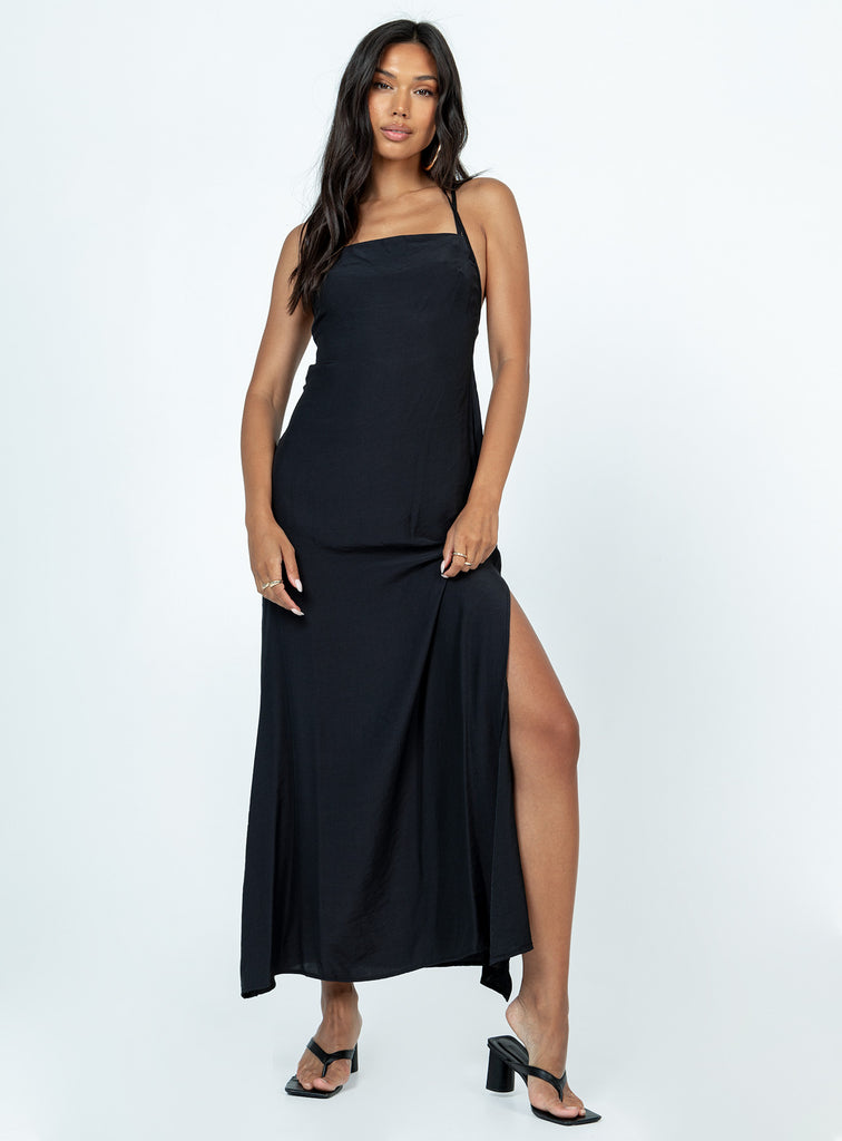 Angela Tie Maxi Dress Black