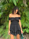 Romper Shirred waistband Ruffle detailing Elasticated neck & sleeves Can be worn on or off-shoulder Layered ruffle hem