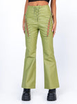 front view of model wearing Princess Polly Harvey PU Pants Green 