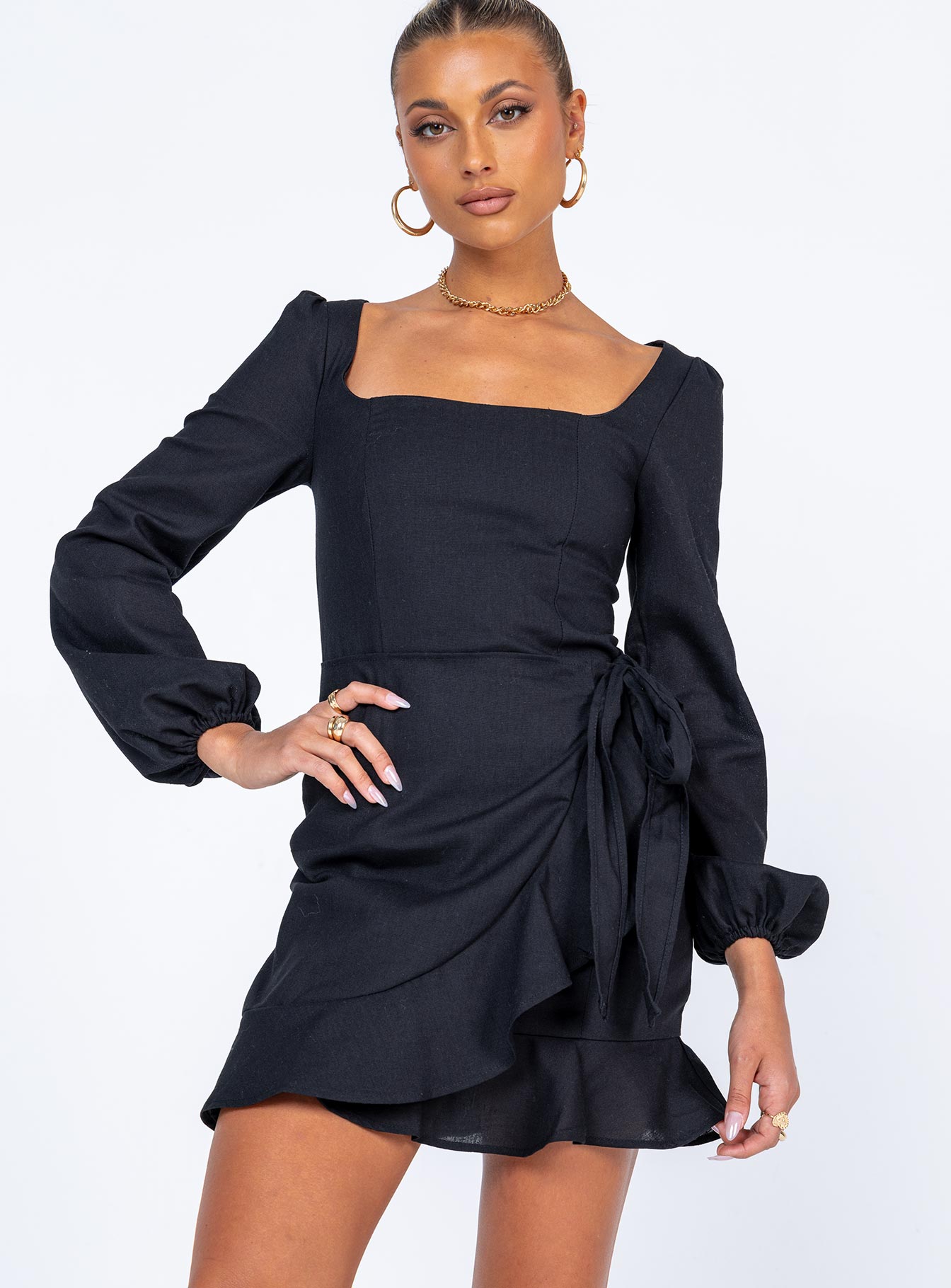 The Villa Mini Dress Black | Princess Polly