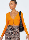 front view of model wearing Princess Polly Angelo Long Sleeve Top Orange 