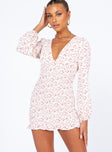 front view of model wearing Princess Polly Sawyer Long Sleeve Mini Dress Multi 