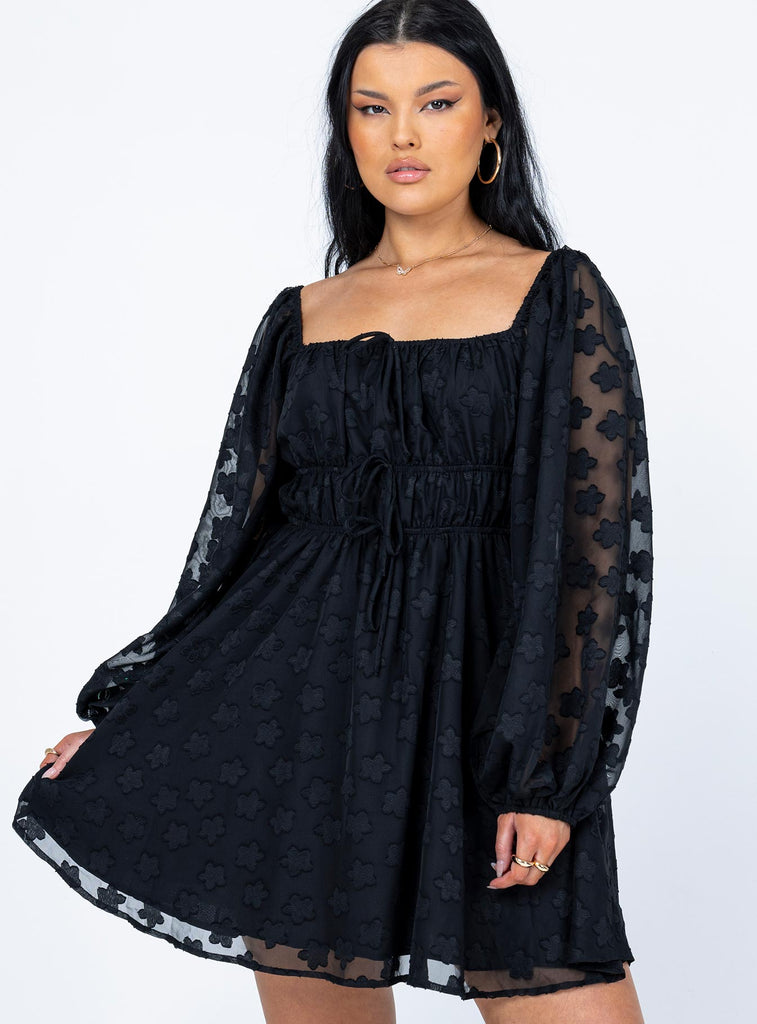 Alisha Long Sleeve Mini Dress Black