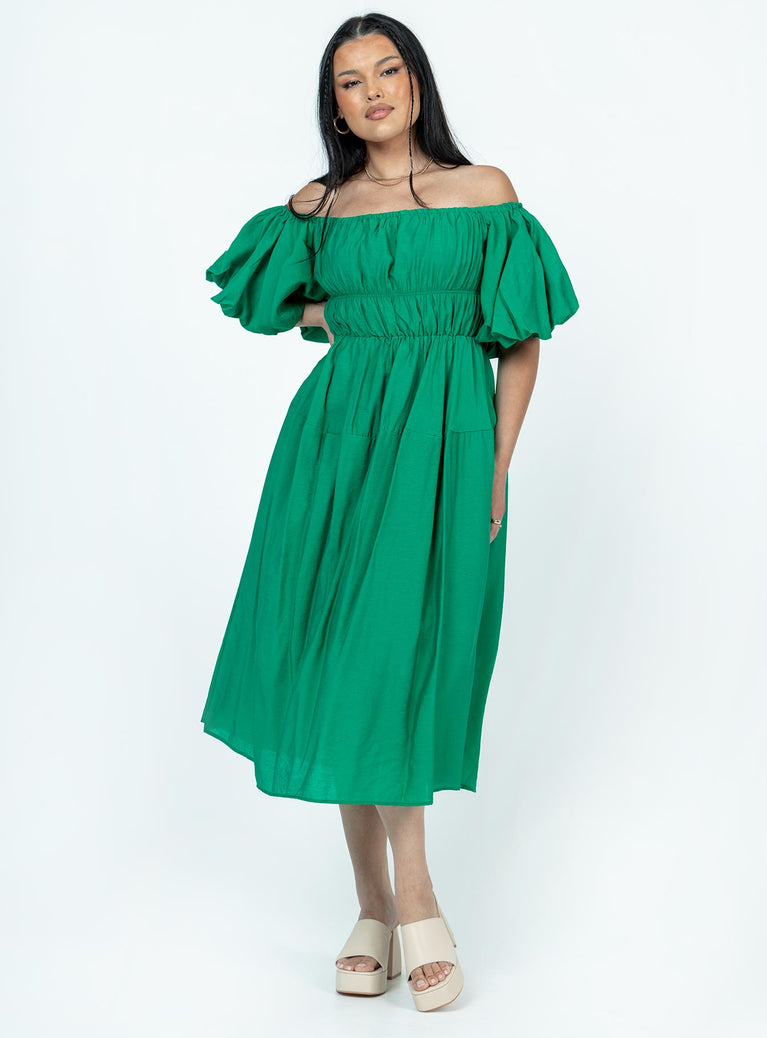 product Princess Polly Asymmetric Neckline  Neri Midi Dress Green