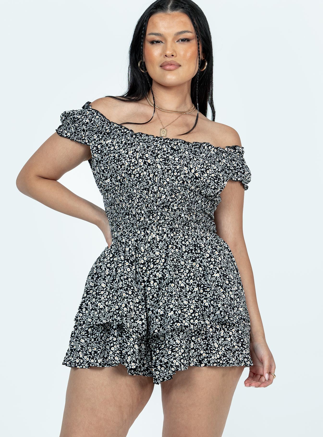 The Love Galore Romper Floral Black