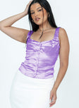 Purple top Silky material Button front fastening 