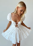 Princess Polly Sweetheart Neckline  Campbell Mini Dress Short Sleeve White