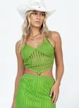 Crop top Sheer knit material  Delicate material - wear with care  Pointed hem 