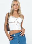 product Princess Polly Sleeveless Square Neck  Caspar Satin Lace Cami Ivory