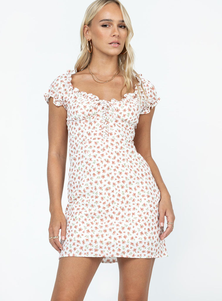 Reuben Mini Dress White Floral