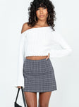 Front view of model wearing  front Selby Mini Skirt Grey Check Princess Polly  Mini Skirts 