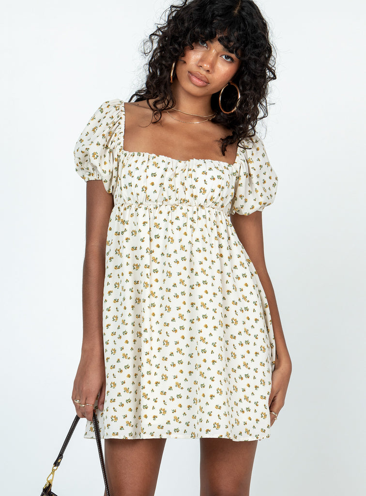 Let's Dance Mini Dress Yellow Floral