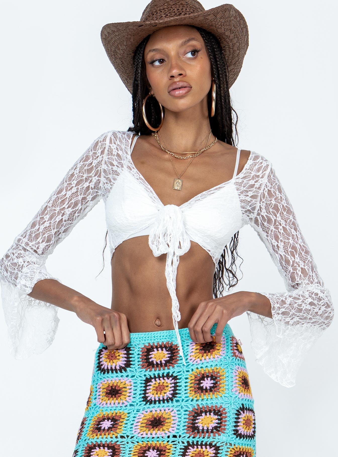 product Princess Polly Full Sleeves Crew Neck  Noland Long Sleeve Top White