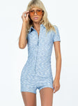 Romper Textured material Classic collar Short sleeves Buttons front fastening