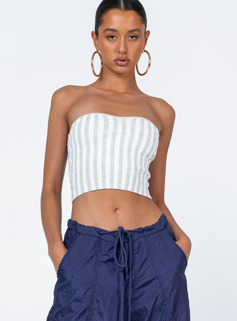 Strapless tube top Stripe print Soft knit material