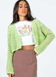 Taleah Lace Knit Cardigan Green Princess Polly  Cropped 