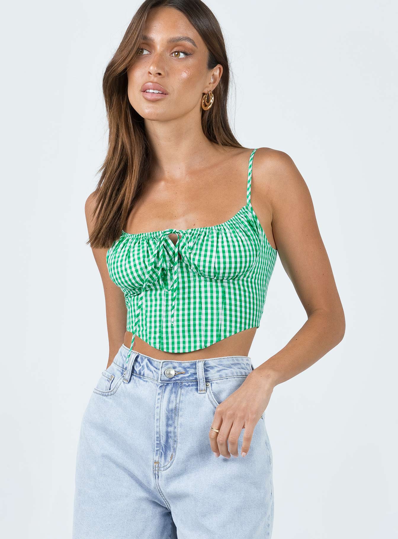 product Princess Polly Sleeveless Square Neck  Rinaldi Top Green