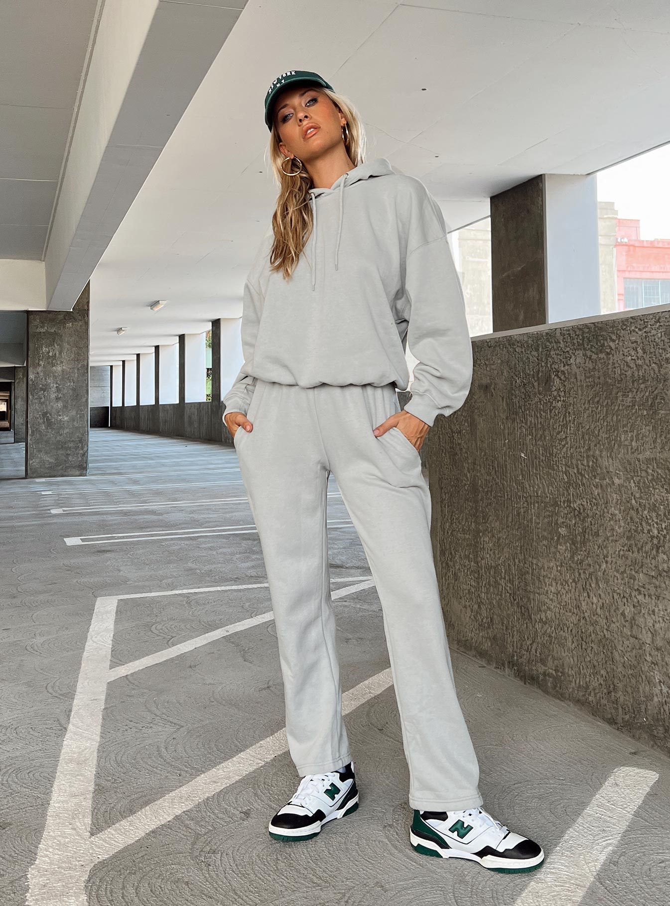 Buy Cristina Grey Terry Cotton Wide Legged Track Pants for women online   Besiva