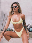 Yellow bikini bottoms Gingham print Thin sides High cut leg Cheeky style bottom Good stretch Fully lined 